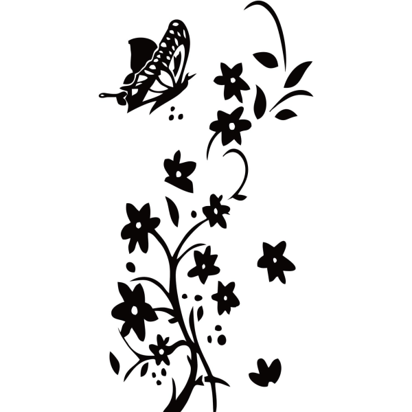 Butterfly Flower Dekaler Väggdekaler, PVC Självhäftande dekorativa Väggdekaler för Vardagsrum Sovrum Garderob Garderob Kylskåp