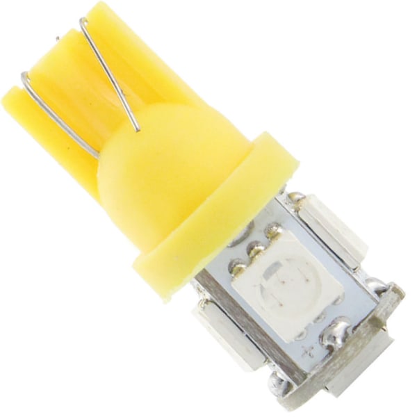 T10 w5w LED med 5 5050SMD gulorange chips 12v DC 10 stycken gul