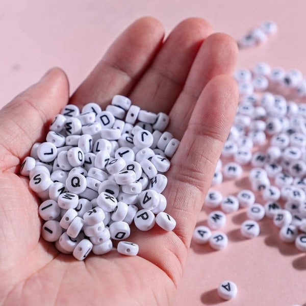 1200 st A-Z Alphabet Beads 7x4mm Akryl engelska pärlor DIY smycken Tillbehör