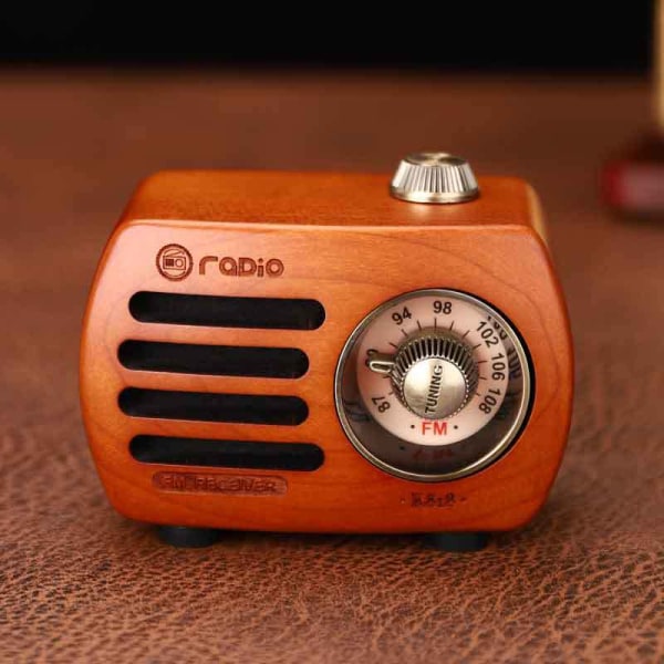 Vintage trä Bluetooth högtalare Mini Mini Radio FM utomhus