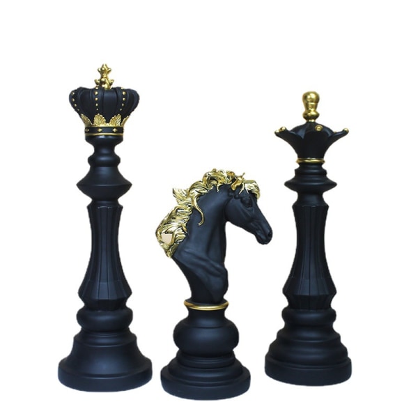 Schackkaraktär Hartsskulptur Hemkontorsdekoration black