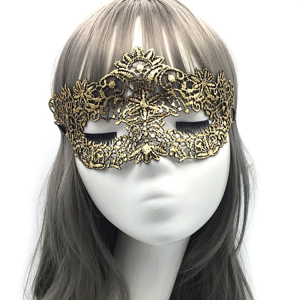 Maskerad svart spetsmask halvansikte Sexig vit ögonmask Halloween kostymfest