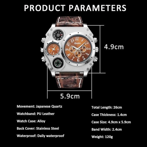 Cool Round Watch Display termometer Dual Time Dial