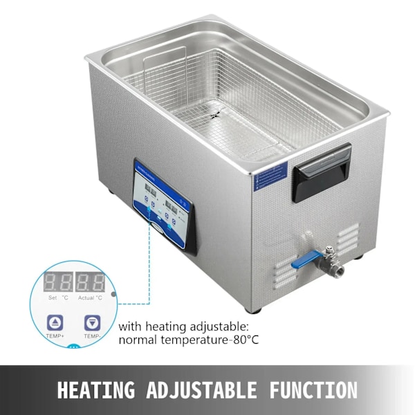 Ultrasonic Cleaner, 600W, 220V, 40KHZ, Stainless Steel, 10L, Silver