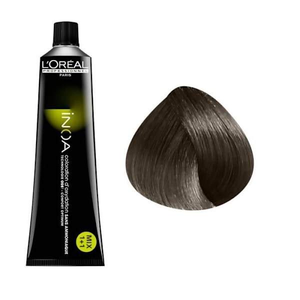 Oxideringsfärg utan ammoniak - L'OREAL - Inoa N°5 - Ljusbrun - Kräm - 100% vita hår Ljusbrun