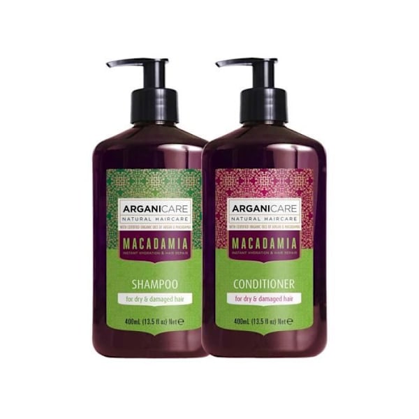 Duo Shampoo ja Hoitoaine - ARGANICARE - Macadamia Kuivat ja Vaikeat Hiukset - Kosteutus ja Korjaus