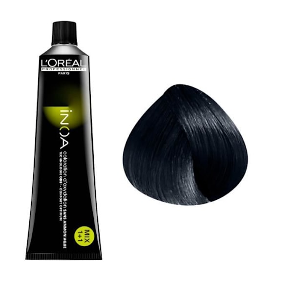 Farvning uden ammoniak - L'Oréal Professionnel - Inoa N°1 - Sort - Creme - 100% gråt hår Svart
