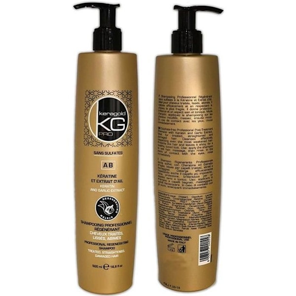 SULFAATITTON shampoo, jossa on KERATIN VALKOSIPULUUTTE - KERAGOLD Pro - AB keratiini - 500 ml -