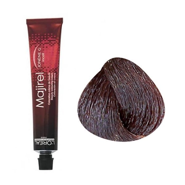 Pysyvä väri - L'OREAL - Majirel N°5.52 - Vaaleanruskea Punaruskea Hohtava - 50ml - Ammoniakkia Kastanjebrun med iriserende glans