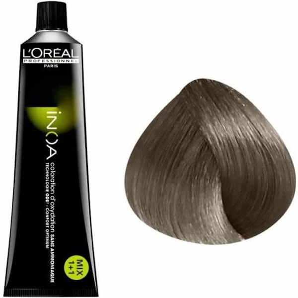 Oxidationsfärg - L'Oréal - Inoa N°6.1 - Mörkask blond - Utan ammoniak - Intensiv återfuktning Mörk askblond