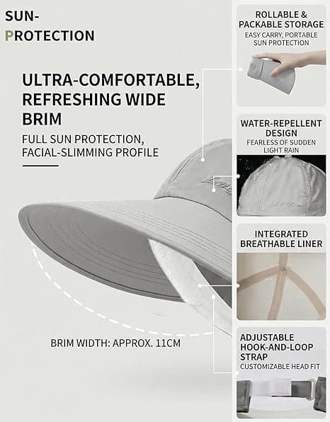 Women's Summer Wide Brim Foldable Sun Hat Outdoor Anti-UV Beach Visor White