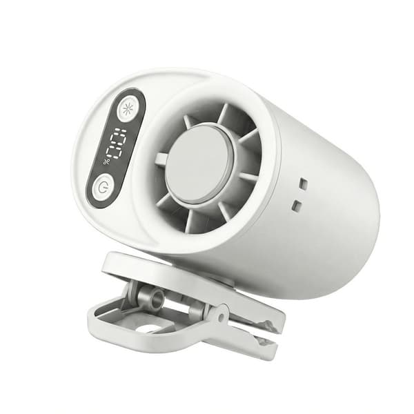 Mini USB-klemmeventilator | 2-i-1 bord- og klemmeventilator, digitalt display, 100 hastigheder – til hjem og kontor White