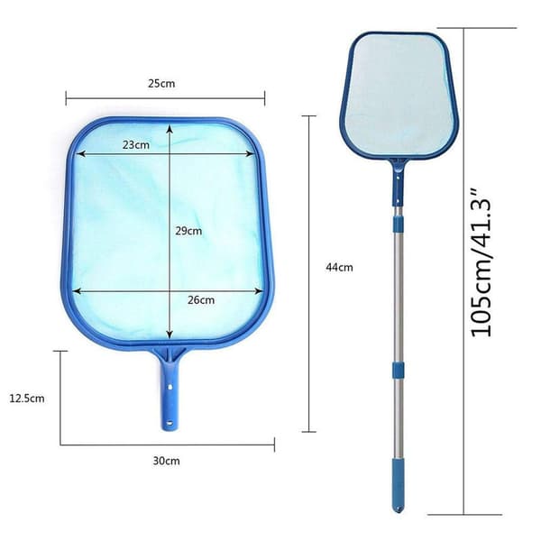 Poolskimmer med net til blade, Poolskimmernet med teleskopstang, Poolnet til pools og spabade