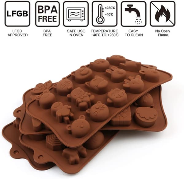 Dyb chokoladeplade silikoneform Silikonebageform, fødevaregodkendt, non-stick, 3D chokolade- og kageform, brun D