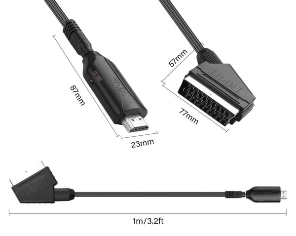 Scart–HDMI-muunnin, All-in-one Scart–HDMI-sovitin, 1080P, Plug & Play