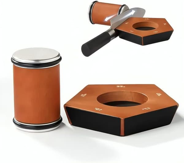 Knife Sharpener with Rollers, with Industrial Diamond at 12, 15, 17, 19 & 22 Degrees for Knife Sharpening, Knife Sharpening System with Rollers brun