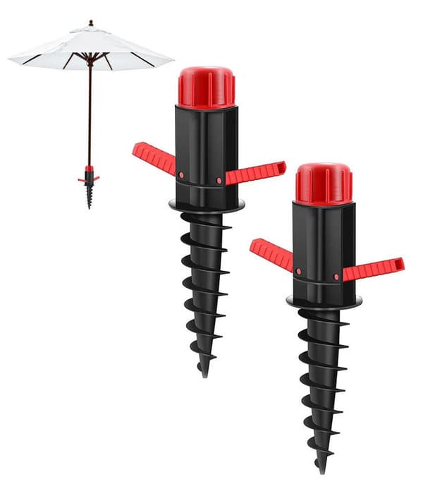 Parasolholder sandanker, parasolholdere til balkon - sort/rød til 22-32 mm stang 2-st