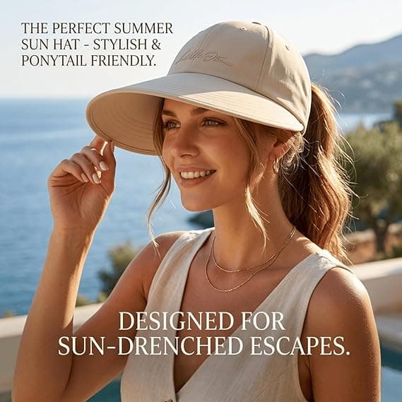 Women's Summer Wide Brim Foldable Sun Hat Outdoor Anti-UV Beach Visor Black