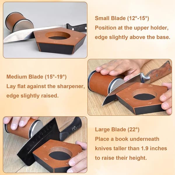 Knife Sharpener with Rollers, with Industrial Diamond at 12, 15, 17, 19 & 22 Degrees for Knife Sharpening, Knife Sharpening System with Rollers svart