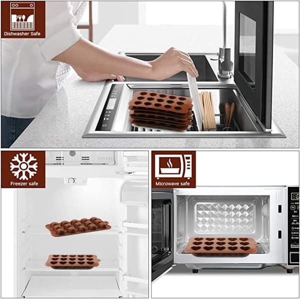 Dyb chokoladeplade silikoneform Silikonebageform, fødevaregodkendt, non-stick, 3D chokolade- og kageform, brun E