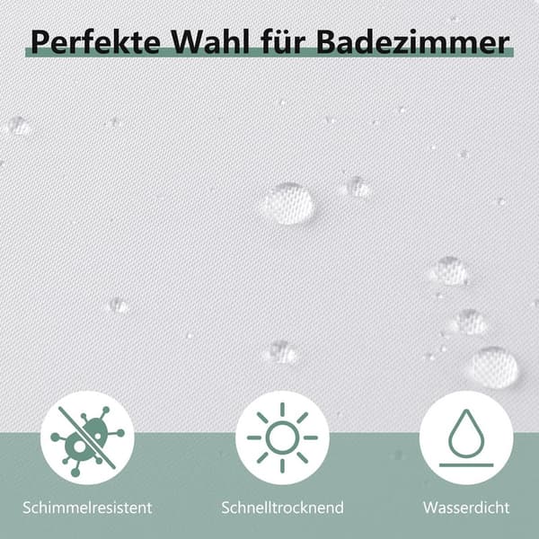 Vattentät Duscdraperi 180x180cm, snabbtorkande duscdraperi – Mögelresistent, för utomhusdusch och badrum White