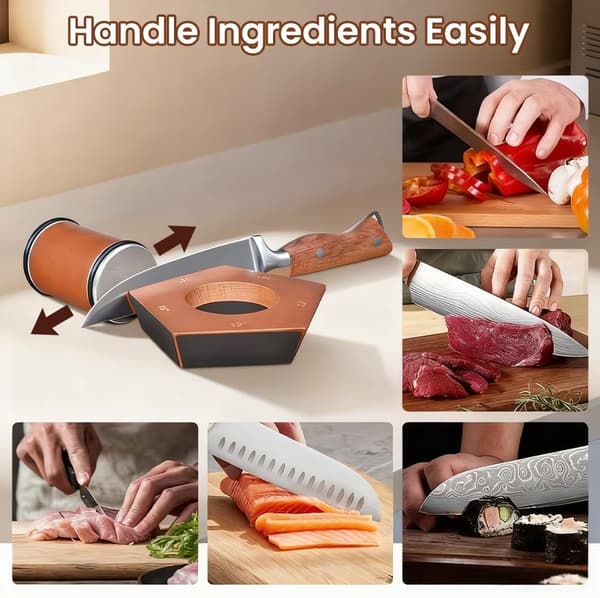 Knife Sharpener with Rollers, with Industrial Diamond at 12, 15, 17, 19 & 22 Degrees for Knife Sharpening, Knife Sharpening System with Rollers svart