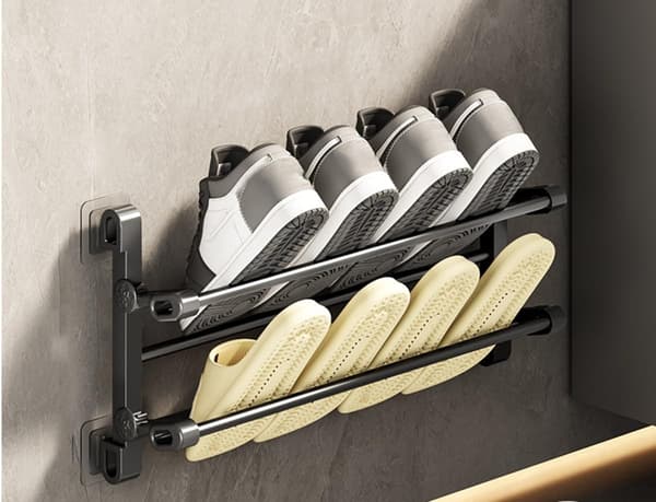 Skoskåp Wall-Mounted Folding Shoe Rack, 50x25.8x12cm, Space-Saving, No-Drill