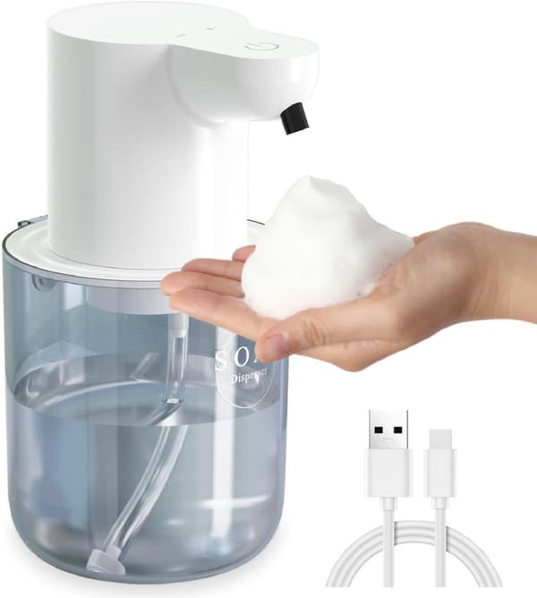 Automatisk Sæbedispenser, 400 ml Sæbedispenser til Flydende Sæbe Berøringsfri Sæbedispenser med USB-C Opladning White