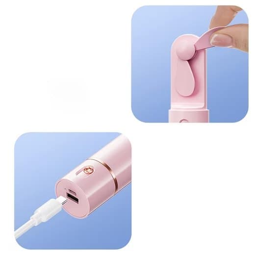 Portable Handheld Fan, Mini USB Fan - 3 Speeds, Foldable, Rechargeable Pink
