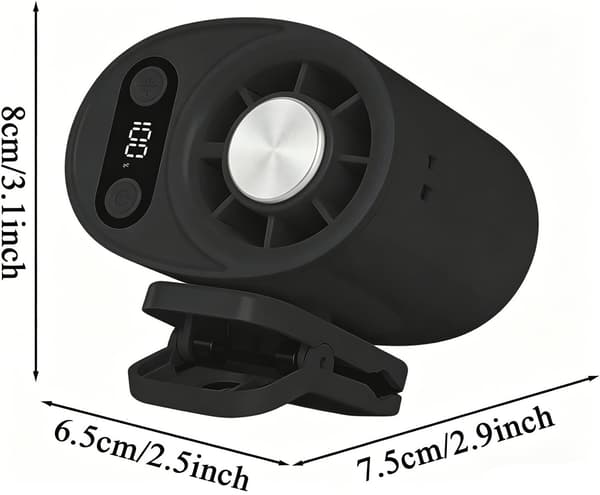 Mini USB-klemmeventilator | 2-i-1 bord- og klemmeventilator, digitalt display, 100 hastigheder – til hjem og kontor White