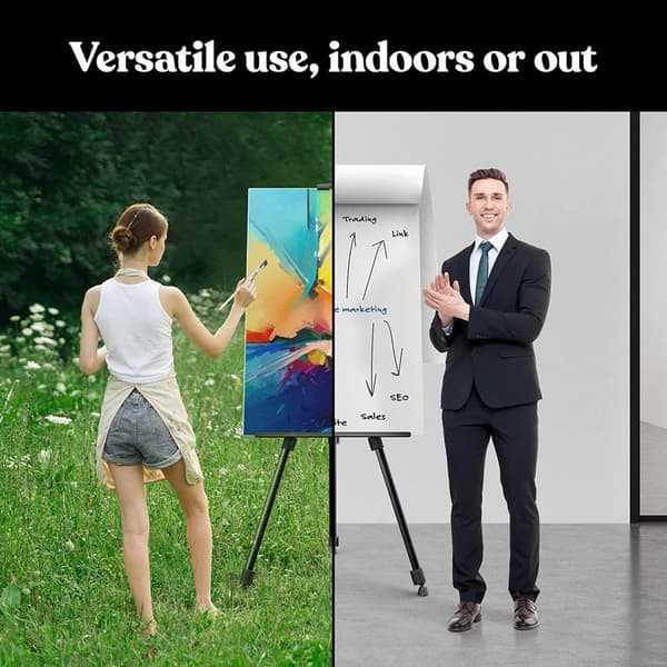 Staffeli / Stativ til maling - Sammenklappeligt trestativ til maling og udstilling, Sort - Højdejusterbart studiestaffeli - 55-145 cm