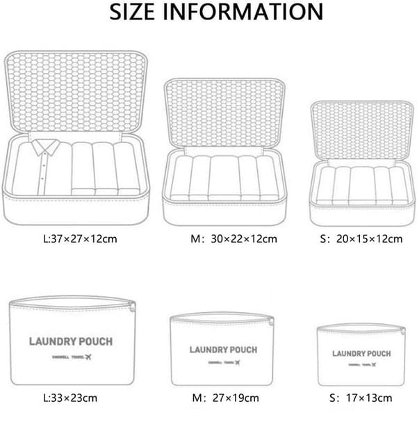 Organizer Rejsetaske 6 dele Sort/Beige - Rejseopbevaringsposer Gray