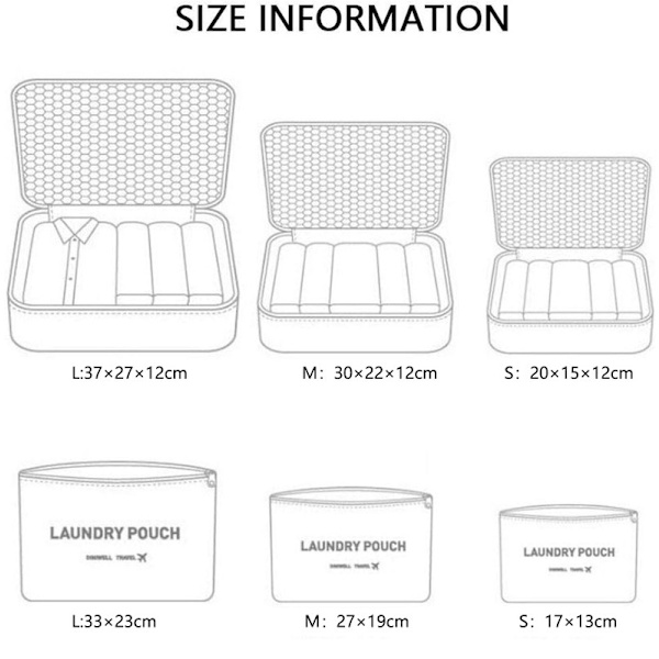 Organizer Resväska 6 delar Svart/Beige-Reseförvaringsväskor red