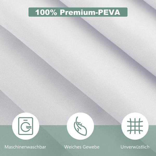 Vattentät Duscdraperi 180x180cm, snabbtorkande duscdraperi – Mögelresistent, för utomhusdusch och badrum White