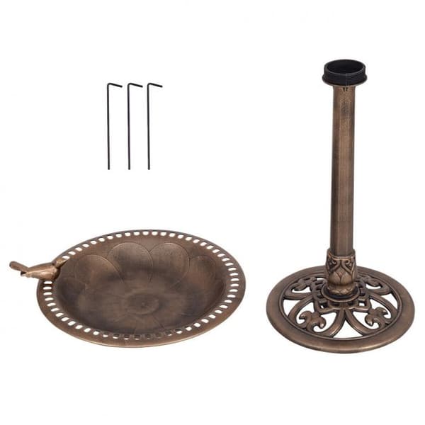 Fågelbad med sparvstaty för innergård och gräsmatta 72 cm