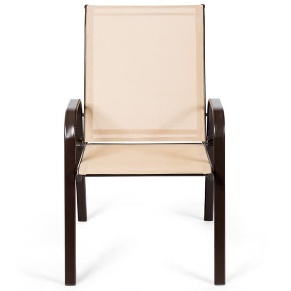 2 delar uteplats utomhus matstol med armstöd-beige 90 cm