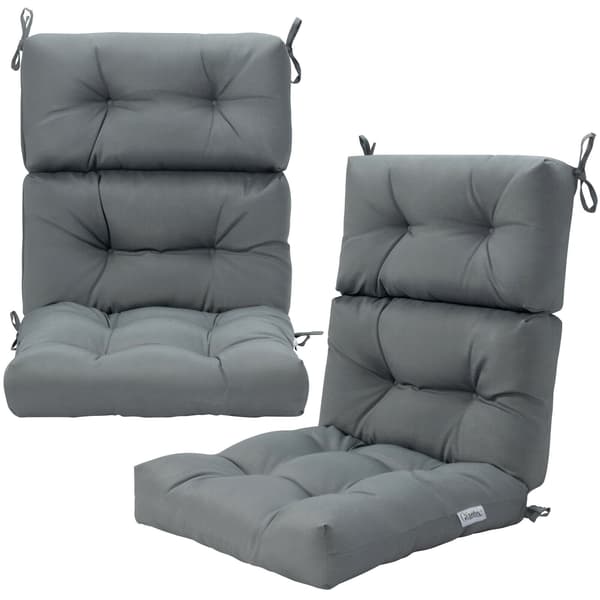 22 x 44 tums tuftad sittdyna för utomhusbruk - grå 65 cm