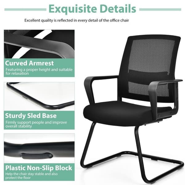 Set med 2 konferensstolar med svankstöd - Svart 95 cm
