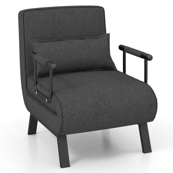 Fåtöljsäng Fällbar vilstol bäddsoffa Bäddsoffa med ryggstöd Mörkgrå 184 cm
