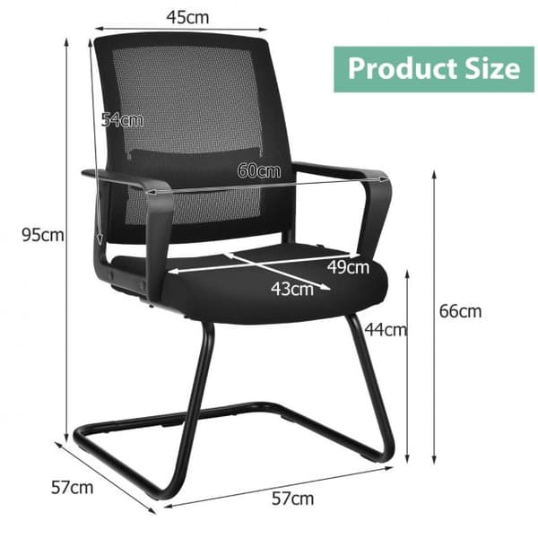 Besöksstol med justerbart svankstöd och medbas för konferensrum 95 cm
