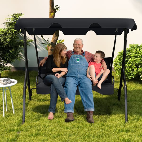 3-sitsig utomhusgunga med justerbart tak för trädgård/balkong 152 cm