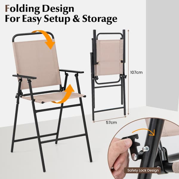 3-delat utomhus bistroset med 2 fällstolar - Beige 112 cm