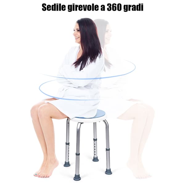 360° roterande duschstol med 6 justerbara höjder 50 cm