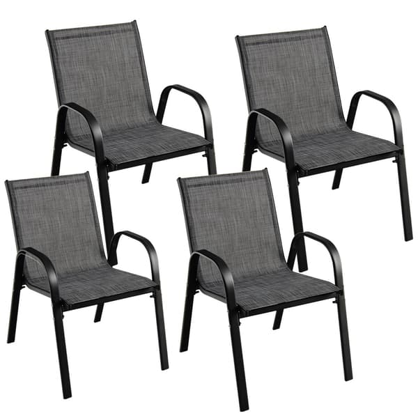 Set med 4 stapelbara trädgårdsstolar av textilene och metallram 56 x 70 x 84 cm grå 84 cm