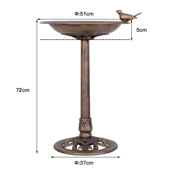 Fågelbad med sparvstaty för innergård och gräsmatta 72 cm