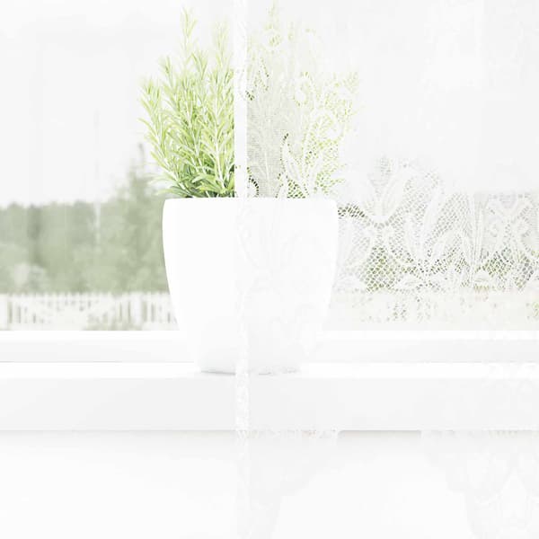 Spetsgardin med gardiner Blommor Vit 80 x 200 cm Polyester