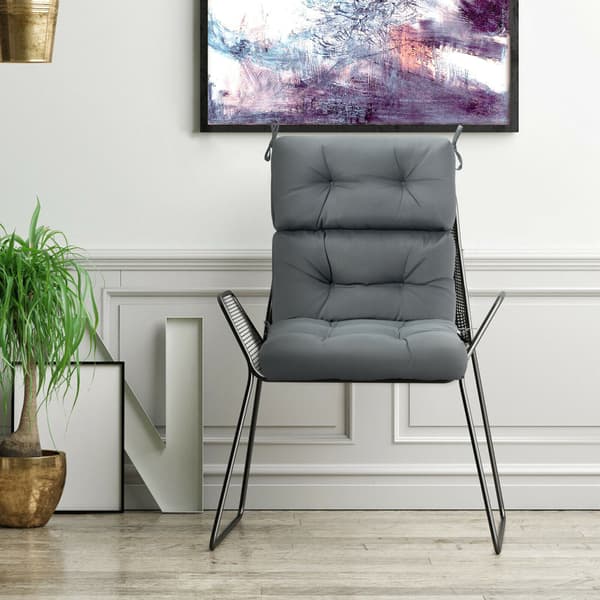22 x 44 tums tuftad sittdyna för utomhusbruk - grå 65 cm