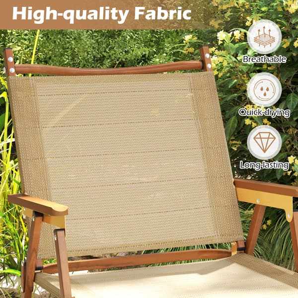 Set med 2 hopfällbara campingstolar Lättvikt med aluminiumram - Beige 76 cm