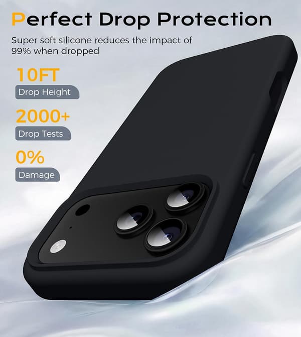 iPhone 18 Pro Max -suojakuori, nestemäinen silikoni, musta iPhone18PROMAX