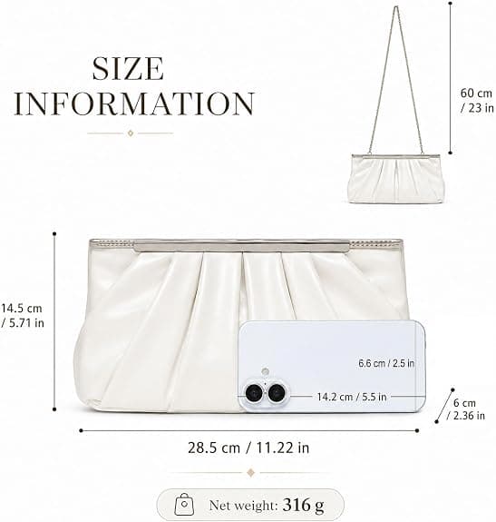 Ruched Aftenclutch med Kæderem Bryllupsfestpung (sort) black